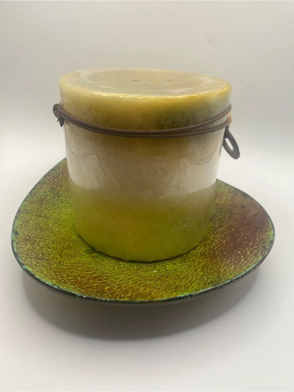 Pier 1 pillar candle with a matching ceramic tray great bundle